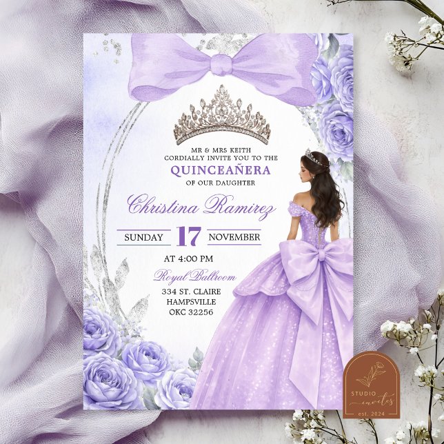 Convite de Quinceanera da Princesa do Arco Roxo (Criador carregado)