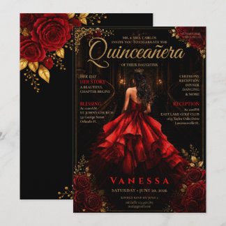Convite de Quinceanera de Capa de Revista Elegante