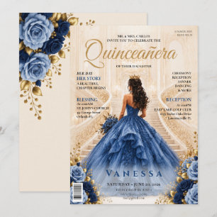 Convite de Quinceanera de Capa de Revista Elegante