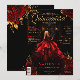 Convite de Quinceanera de Capa de Revista Elegante