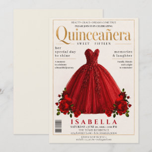 Convite de Quinceanera de Capa de Revista Elegante