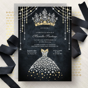 Convite de Quinceanera de Coroa de Tiara Princesa