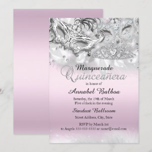 Convite de Quinceanera de Mascarada Brilho Prata R