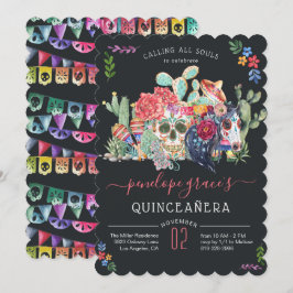 Convite de Quinceañera do Dia dos Mortos com Cavei