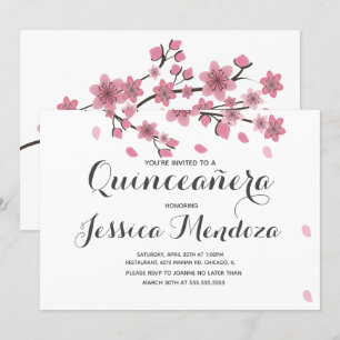 Convite de Quinceañera Doce 15 Árvore Floral Cerej