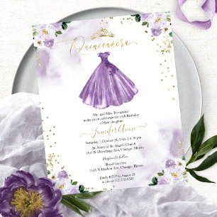 Convite de Quinceanera Econômico Vestido Floral Ro