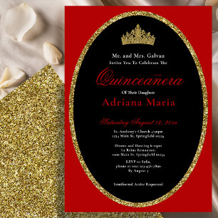 Convite de Quinceanera Elegante com Brilho Dourado