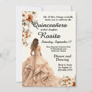 Convite de Quinceanera elegante para aniversário d