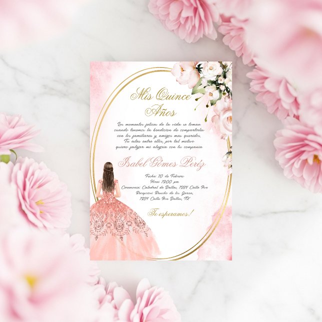 Convite de quinceanera em espanhol (Criador carregado)