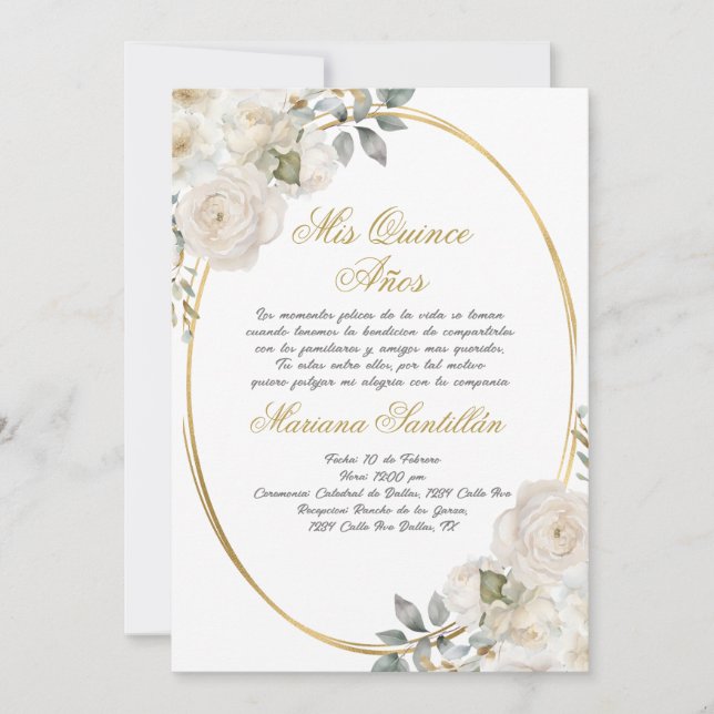 Convite de quinceanera em espanhol (Frente)