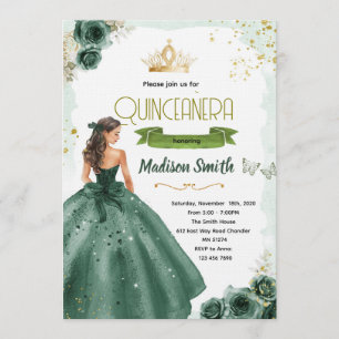 convite de quinceañera esmeralda verde
