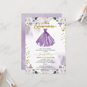 Convite de Quinceanera Espanhola Vestido Floral Ro