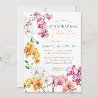 Convite de Quinceañera Floral de Orquídea