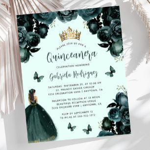Convite de Quinceañera Floral Esmeralda Orçamento