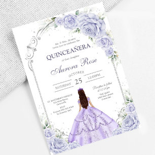 Convite de Quinceanera Floral Lilás Moderno