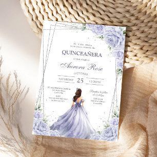 Convite de Quinceanera Floral Lilás Moderno