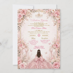 Convite de Quinceañera Floral Rosa Jardim