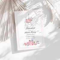 Convite de Quinceañera Floral Rosa Parisiense para