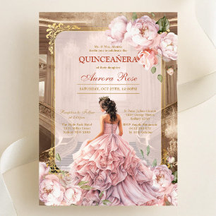 Convite de Quinceanera Floral Rústico Moderno