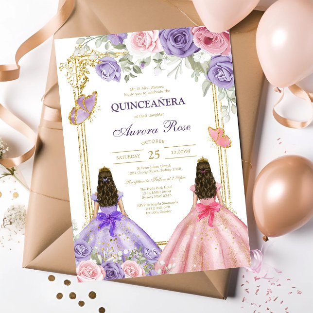 Convite de Quinceanera Floral Rústico Moderno (Criador carregado)