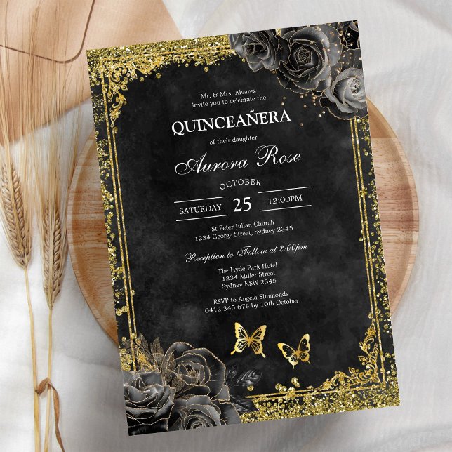 Convite de Quinceanera Floral Rústico Moderno (Criador carregado)