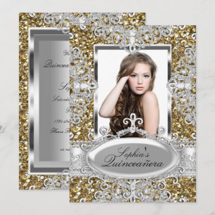 Convite de Quinceanera Glamour Diamante Brilho Dou