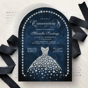 Convite de Quinceanera Joias de Diamante Elegante