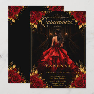 Convite de Quinceanera Leia e Dourado