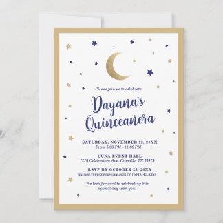 Convite de Quinceanera Lua e Estrelas