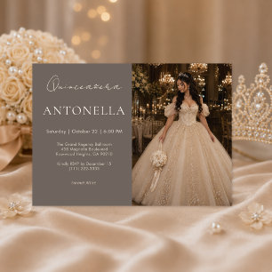 Convite de Quinceañera Marfim Champanhe