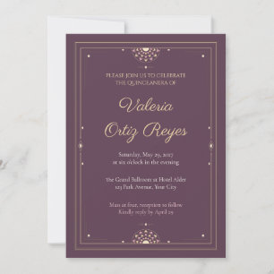 Convite de Quinceanera Mauve Champagne Deco