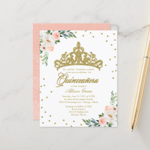 Convite de Quinceanera Orçamento Coroa de Ouro