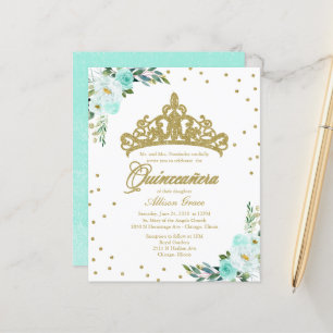Convite de Quinceanera Orçamento Coroa de Ouro