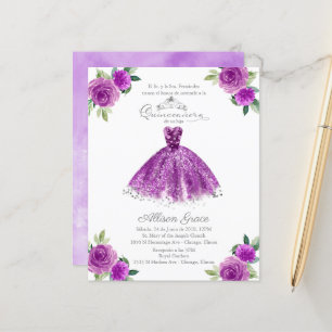 Convite de Quinceanera Orçamento Espanhol Vestido 