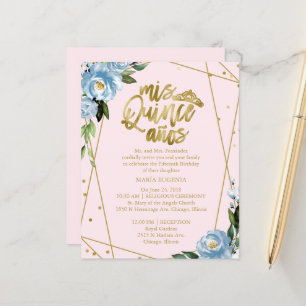 Convite de Quinceanera Orçamento Folha Dourada Ros