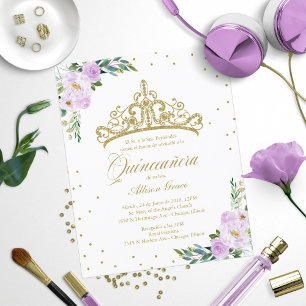 Convite de Quinceanera Orçamento Tiara Dourada Esp