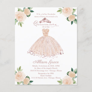 Convite de Quinceanera Orçamento Vestido Rosa Espa