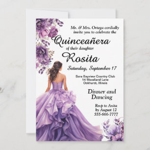 Convite de Quinceanera para 15 anos de idade