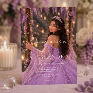 Convite de Quinceañera para Jardim de Fadas Luxuos