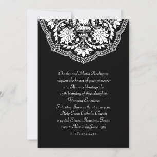 Convite de Quinceanera para Padrão Latino Branco 