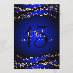 Convite de Quinceañera Poeira de Estrelas Azul e D
