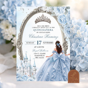 Convite de Quinceanera Princesa Azul Claro