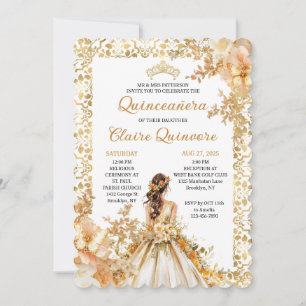 Convite de Quinceanera Princesa Floral Radiant Blo