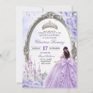 Convite de Quinceanera Princesa Roxa de Conto de F