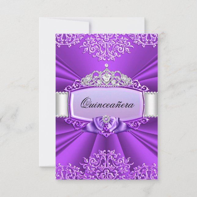 Convite de Quinceanera Princesa Tiara & Damasco (Frente)
