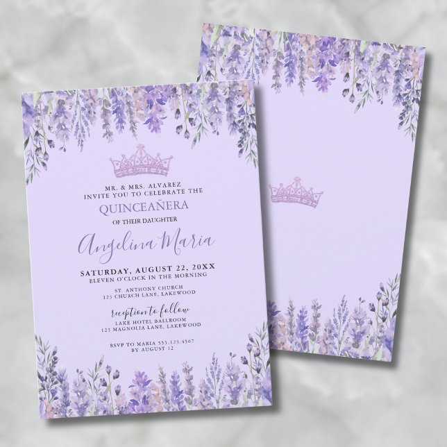 Convite De Quinceanera Puro Floral (Floral Purple Quinceanera Invitation)