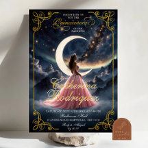 Convite de Quinceañera Rosa Empoeirado Noite Estre