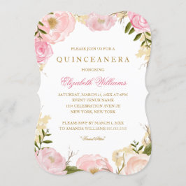 Convite de Quinceanera Rosa Pink Elegante