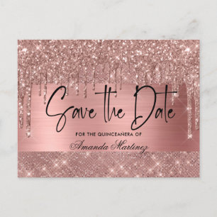Convite de Quinceañera Rose Gold Chic para Salvar 