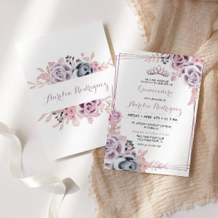 Convite de Quinceanera Roxo Aniversário de Quincea